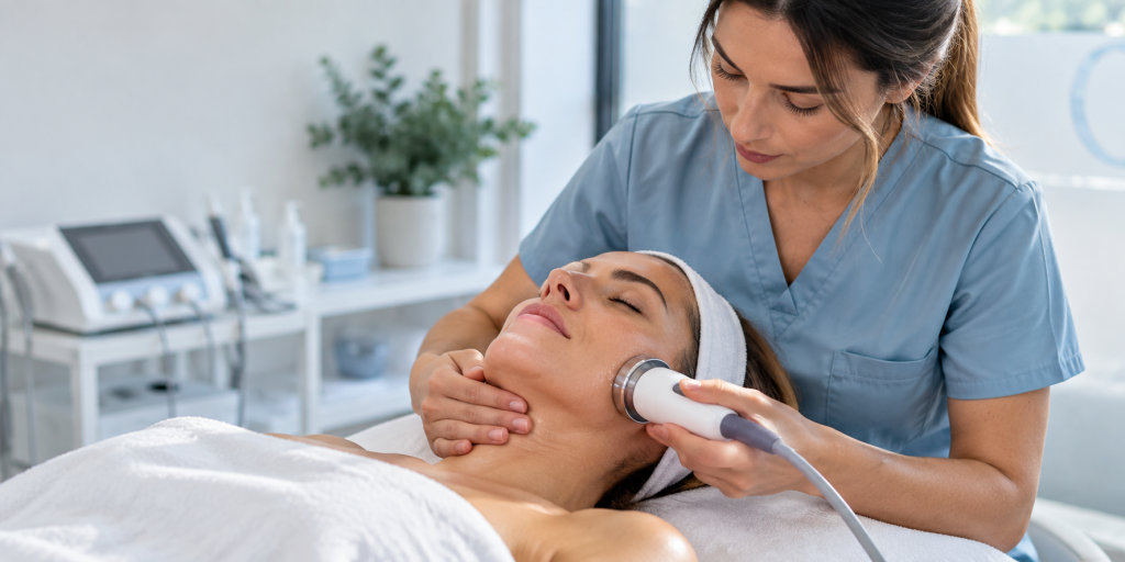 Fisioterapia dermatofuncional facial con diatermia en FisioQuality