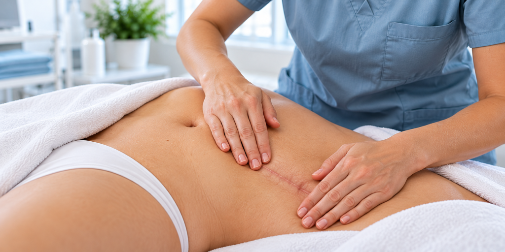 Tratamiento fisioterápico de cicatriz abdominal en fisioterapia dermatofuncional